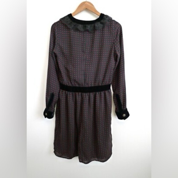 THE KOOPLES POLKA DOT BLACK RED LACE VELVET Long Sleeve DRESS - Picture 13 of 13